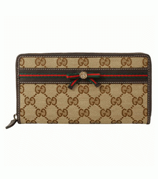GUCCI/グッチ 2012年春夏MAYFAIRキャンバスGG柄ボウリボンGディテールラウンドファスナー長財布 257003 FFKPG 9791