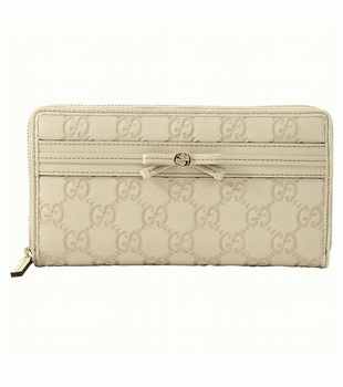 GUCCI/グッチ 2012年春夏MAYFAIRグッチシマGG柄ボウリボンデザインラウンドファスナー長財布 257003 AA61G 9022