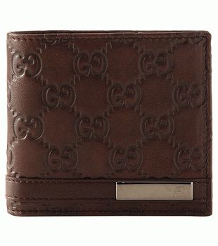 GUCCI/グッチ 2012年春夏MEN BARグッチシマGG柄メタルバー付きバイフォルド2つ折りコンパクト財布 233102 AA61R 2019