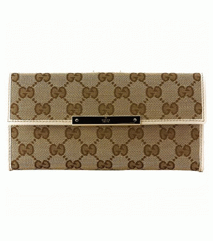 GUCCI/グッチ 2012年春夏METAL BAR定番キャンバスGG柄Gマーク刻印プレート付きWホック長財布 112715 F40IG 9773