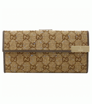 GUCCI/グッチ DICEアズールGG柄トレードマーク刻印メタルプレート2つ折り長財布 257012 F351G 8421