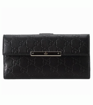 GUCCI/グッチ 2012年春夏METAL BARグッチシマGG柄Gマーク刻印プレート付きWホック長財布 112715 A0V1G 1000