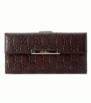 GUCCI/グッチ 2012年春夏METAL BARグッチシマGG柄Gマーク刻印プレート付きWホック長財布 112715 A0V1G 2019