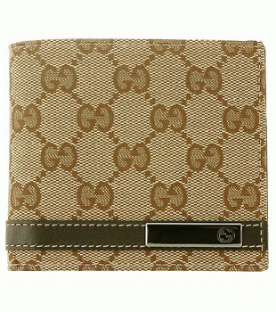 GUCCI/グッチ 2012年春夏MEN BAR定番キャンバスGG柄メタルバー付きバイフォルドコンパクト財布 233102 FAFXR 9643