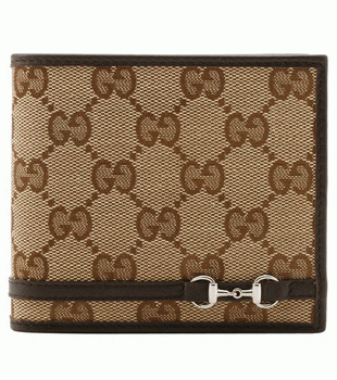 GUCCI/グッチ 2012年春夏ICON HORSEBIT定番キャンバスGG柄ホースビットディテール2つ折り財布 245773 FAFXN 9569