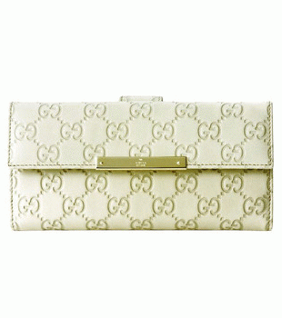 GUCCI/グッチ 2012年春夏METAL BARグッチシマGG柄Gマーク刻印プレート付きWホック長財布 112715 A0V1G 9022