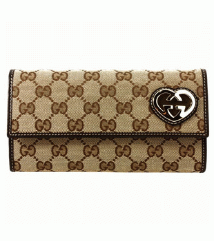 GUCCI/グッチ 2012年春夏LOVELY定番キャンバスGG柄Gハートシェープディテール2つ折り長財布 251861 FAFXG 9643