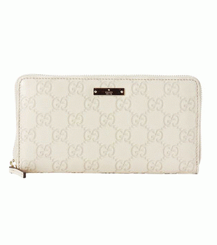 GUCCI/グッチ 2012年春夏METAL BARグッチシマGG柄Gマーク刻印プレート付きラウンドファスナー長財布 112724 A0V1G 9022