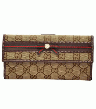 GUCCI/グッチ 2012年春夏MAYFAIR定番キャンバスGG柄Gディテールシグネチャーウェブ2つ折り長財布 256933 FFKPG 9791