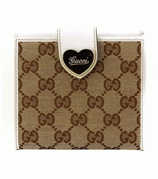 GUCCI/グッチ 2012年春夏HEART定番キャンバスGG柄ハートディテール2つ折りコンパクト財布 203549 FFPAG 9761