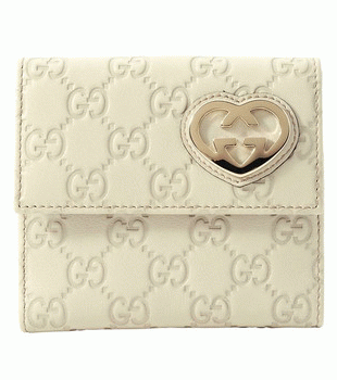 GUCCI/グッチ 2012年春夏LOVELYグッチシマGG柄Gハートシェープ2つ折りコンパクト財布 245727 AA61G 9022