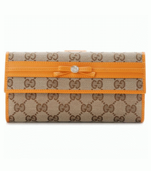 GUCCI/グッチ 2012年春夏新作MAYFAIRGG柄ボウリボン2つ折り長財布 256933 FAFXG 8307