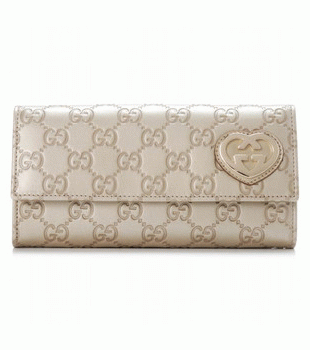 GUCCI/グッチ 2012年春夏新作 LOVELYハートディテールWホック2つ折り長財布 245728 AHB1G 9504