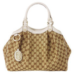 GUCCI/グッチ 2012年春夏SUKEY定番キャンバスGG柄Gチャーム付きミ...