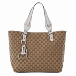 GUCCI/グッチ ICON BIT定番キャンバスGG柄Dリング付きホースビット...
