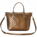 GUCCI/グッチ HEART BITラメキャンバスGG柄チャーム付きバンブーデ...