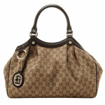 GUCCI/グッチ SUKEYアズールGG柄Gチャーム付きミディアムトートバッグ...