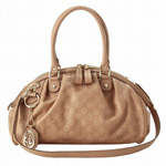 GUCCI/グッチ SUKEYグッチシマGG柄Gチャーム付きミディアムボストンバ...