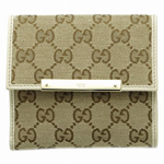 GUCCI/グッチ 2012年春夏METAL BAR定番キャンバスGG柄2つ折り...