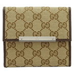 GUCCI/グッチ -METAL BAR定番キャンバスGG柄メタルプレート付き2...