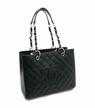 CHANEL シャネル10Cキャビアスキンキルティングマトラッセチェーントートバッグ黒A20995