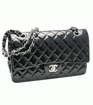 CHANEL シャネルパテントWフラップマトラッセエナメルチェーンショルダーバッグA01112ブラック黒