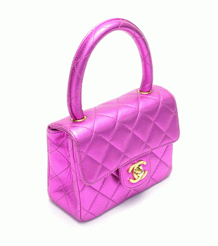 CHANEL シャネルミニマトラッセハンドバッグメタリックパープルゴールド金具シャネルマトラッセバッグガンメタ