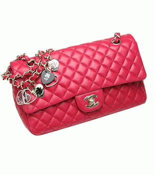 CHANEL シャネルバレンタインマトラッセチェーンショルダーバッグピンクチャーム付きラムスキン