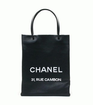 CHANEL シャネルエッセンシャルトートバッグA46881カーフスキン縦型ショッパートートブラック黒