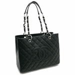 CHANEL シャネル10Cキャビアスキンキルティングマトラッセチェーントートバ...
