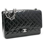 CHANEL シャネルパテントレザーデカマトラッセ34cmパールエナメルブラック...
