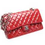 CHANEL シャネルマトラッセエナメルWフラップチェーンショルダーバッグ赤A0...