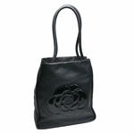 CHANEL シャネルカメリアトートバッグ黒ブラックレザーA20856