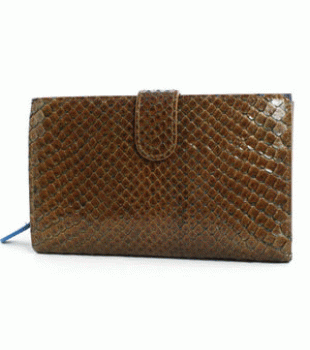 ボッテガヴェネタ パイソン 二つ折財布 シェーンブラウン＆エンパイアブルー 121060VP9732861 【2011年春夏新作】