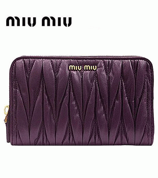 ミュウミュウ MIU MIU ラウンドファスナー式長財布 パープル 5M0506-MATELASSE-ERICA