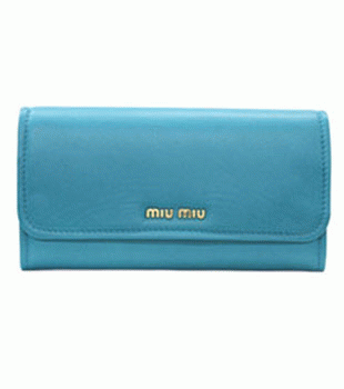 ミュウミュウ MIU MIU 長財布 サイフ 財布 さいふ ターコイズ 5M1109-NAPPA-COLOUR-TURCHESE