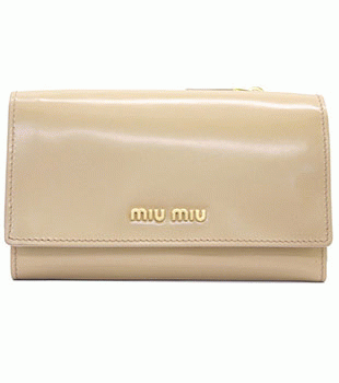 ミュウミュウ MIU MIU 三つ折り財布 財布 サイフ ベージュ 5M1097-SPAZZOLATO-SABBIA