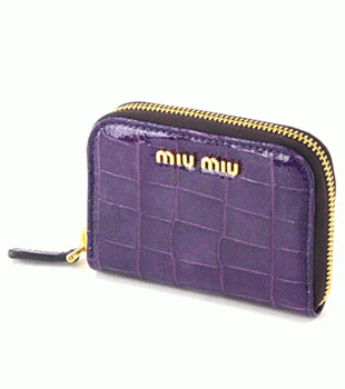ミュウミュウ MIU MIU ラウンドファスナー式小銭入れ パープル 5M0268-ST.COCCO-LUX-VIOLA