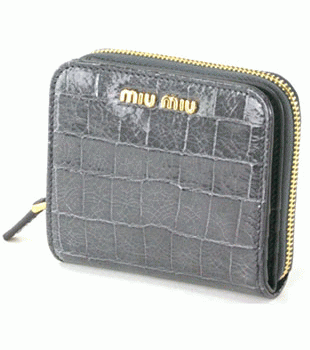 ミュウミュウ MIU MIU 二つ折り財布 財布 サイフ グレー 5M0522-ST.COCCO-LUX-GRAFITE