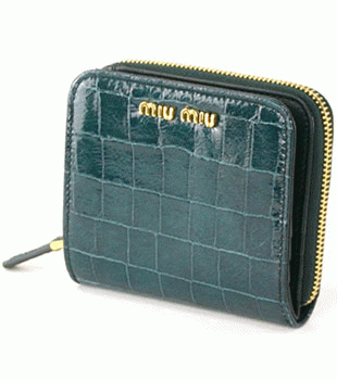 ミュウミュウ MIU MIU 二つ折り財布 財布 サイフ グリーン 5M0522-ST.COCCO-LUX-PETROLIO