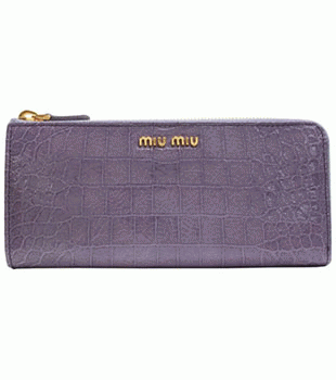ミュウミュウ MIU MIU ラウンドファスナー式長財布 サイフ 財布 さいふ ライトパープル 5M1183-ST-COCCO-LUX-IRIS