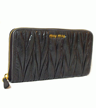 ミュウミュウ MIU MIU 長財布 サイフ 財布 さいふ ダークグレー MIUMIU 5M0506 MATELASSE LUX GRAFITE 