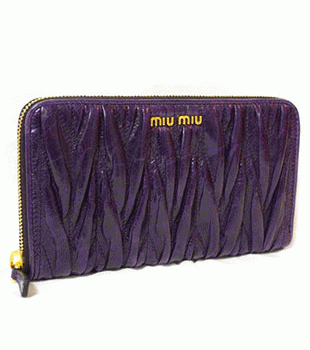 ミュウミュウ MIU MIU 長財布 サイフ 財布 さいふ パープル MIUMIU 5M0506 MATELASSE LUX INDACO