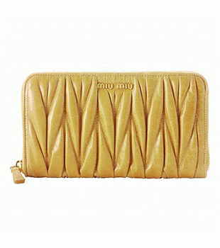 ミュウミュウ MIU MIU ラウンドファスナー式長財布 サイフ 財布 さいふ イエロー 5M0506-MATELASSE-LUX-MIMOSA