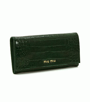 ミュウミュウ MIU MIU 長財布 サイフ 財布 さいふ クロコ調/グリーン 5M1109-ST-COCCO-LUX-FORESTA