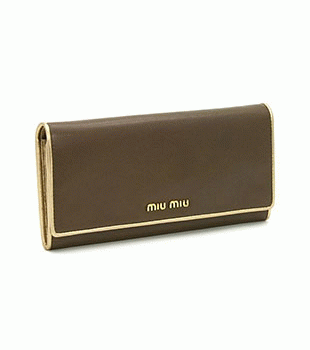 ミュウミュウ MIU MIU 長財布 サイフ 財布 さいふ ダークブラウン×ゴールド 5M1109-CAPRET-NAPPA-PIETRA