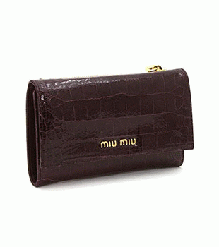 ミュウミュウ MIU MIU 三つ折り財布 財布 サイフ クロコ調/ダークパープル 5M1097-ST-COCCO-LUX-MOST 