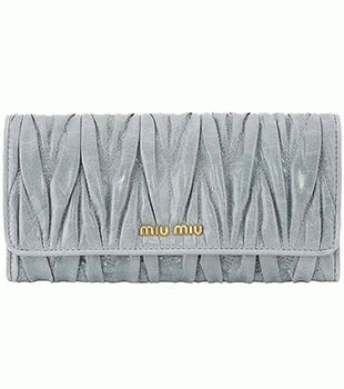 ミュウミュウ MIU MIU 長財布 サイフ 財布 さいふ ライトブルー 5M1109 MATELASSE LUX2