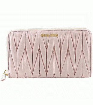 ミュウミュウ MIU MIU ラウンドファスナー式長財布 サイフ 財布 さいふ ライトピンク 5M0506 MATELASSE LUXAA