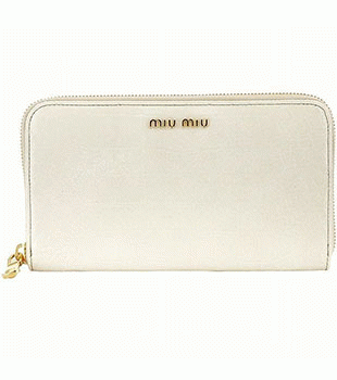 ミュウミュウ MIU MIU ラウンドファスナー式長財布 サイフ 財布 さいふ オフホワイト 5M0506-ST-COCCO